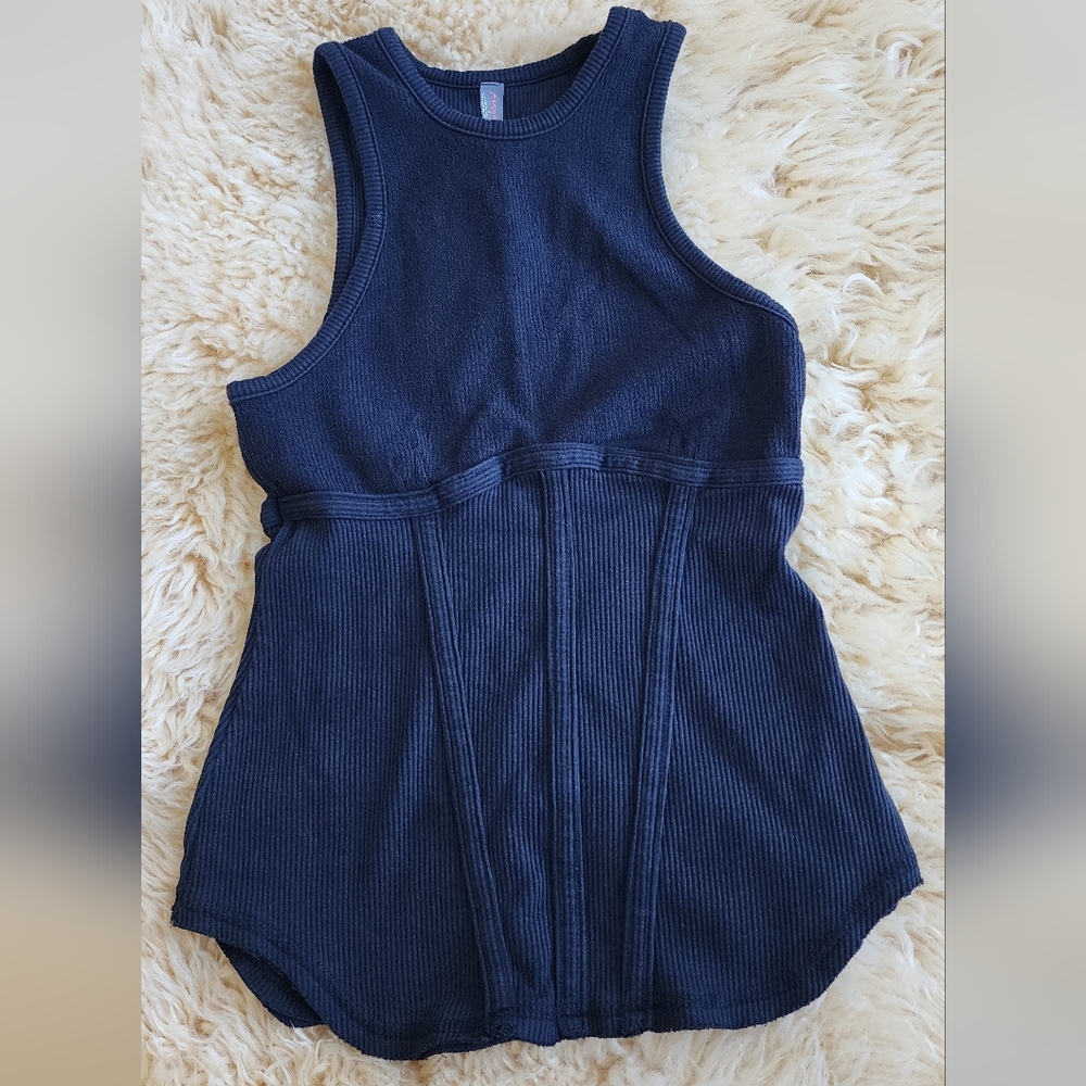 Free People Dark Navy Ribbed Tank